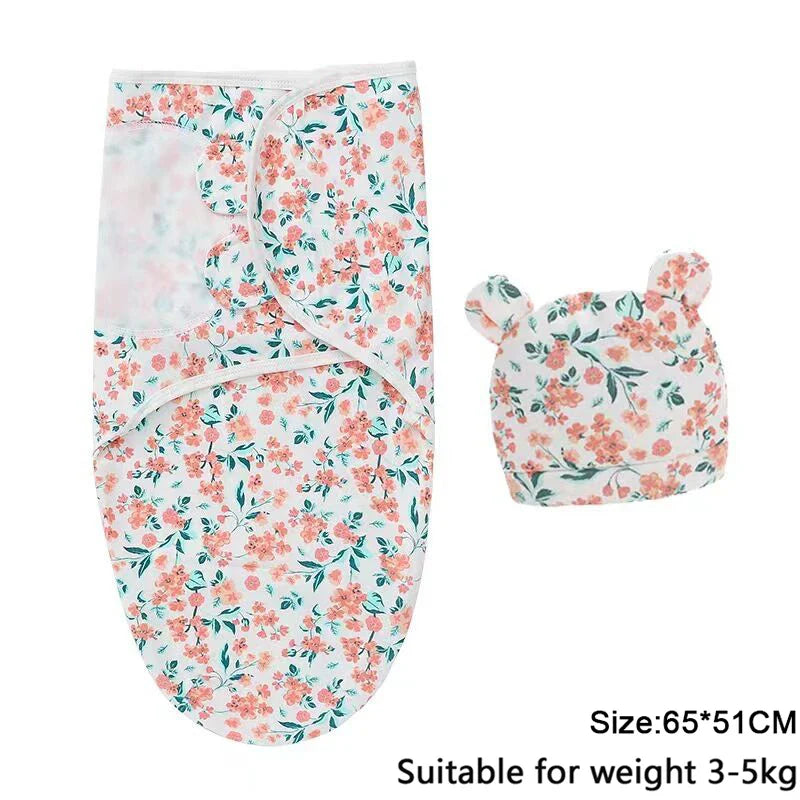 Pure cotton skin-friendly newborn baby wrap, easy to wear with, easy to change diapers, with a cap, give baby more protection