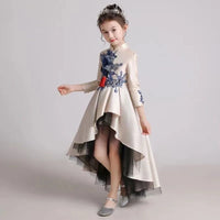 Girls' Fashion Evening Dress Children's Chinese Style Host Piano Performance Costume Dress Kids' Stand up Embroidered SkirtLI852