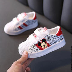 Toddler Baby Sneakers Mickey Minnie Child Boys Girls Infant Sport Shoes Spring 1~6 Years Old Kids First Walker Soft White Shoe
