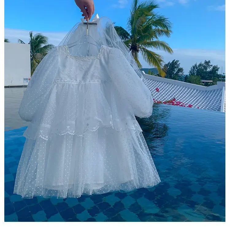 Summer Girl Dress Elegant Flower Lace Dress For Girl Princess Party Wedding Dress Ceremony Prom Gown Communion Clothes 1-6Y