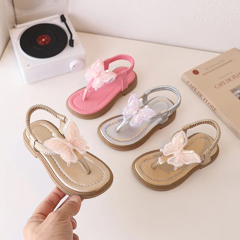 New Children's Summer Princess Shoes Baby Breathable Toe-Loop Butterfly Sandals Kids Beach Shoes Fashion Girls Princess Shoes