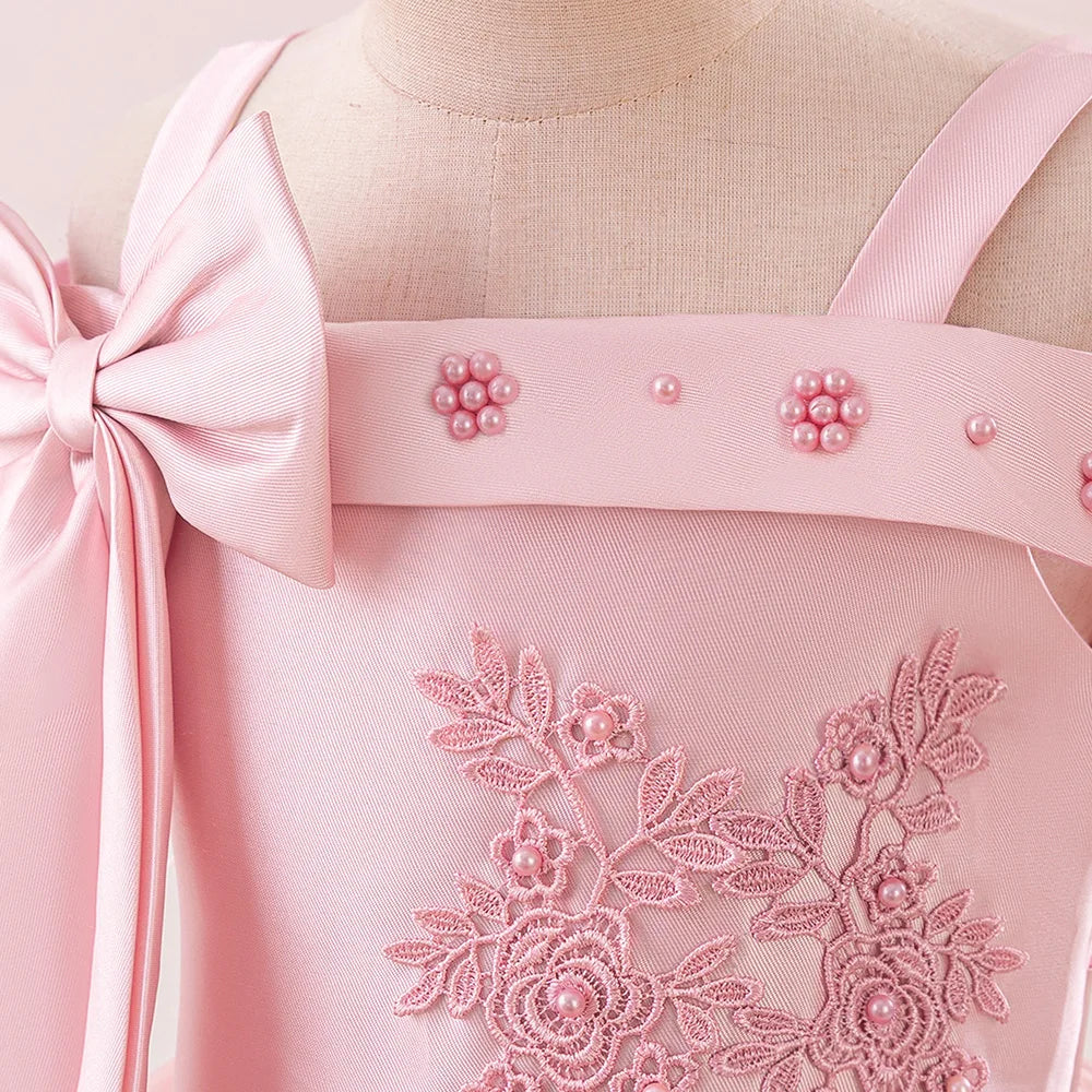 Fashion Bridesmaids Party Girls Dresses Elegant Flower Wedding Princess Dress for Girl Birthday Evening Prom Christmas Costumes