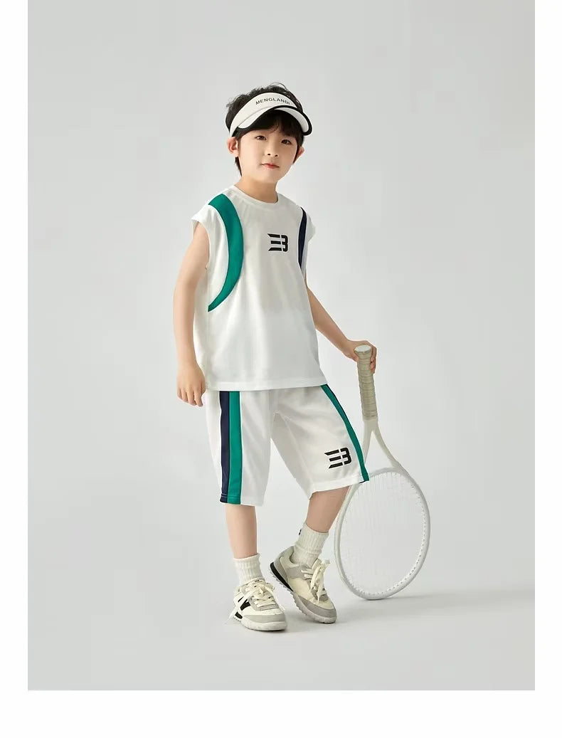 Boys Basketball Suit Summer Sportswear Comfortable Suit Vest Lightweight Shorts Children's Korean Version Handsome Two-piece