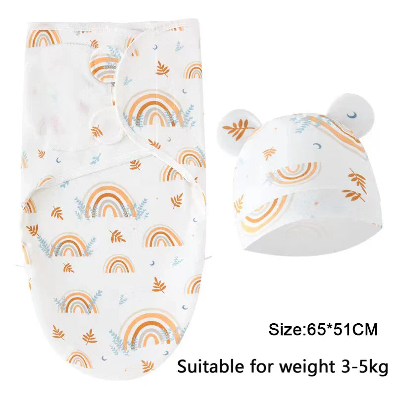 Pure cotton skin-friendly newborn baby wrap, easy to wear with, easy to change diapers, with a cap, give baby more protection
