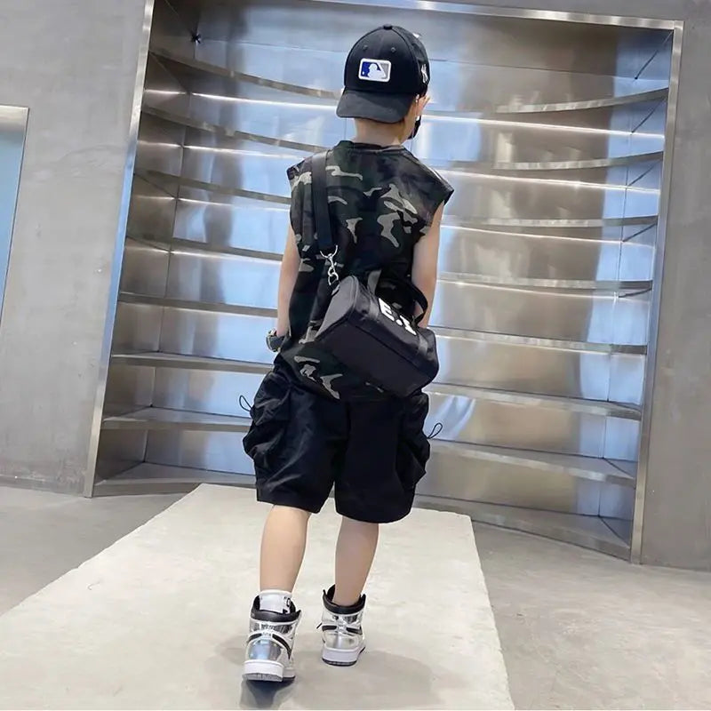 Boys Camouflage Vest Set Summer New Style Children's Sleeveless T-shirt Shorts Two Piece Set - Boys Summer & Party Dresses