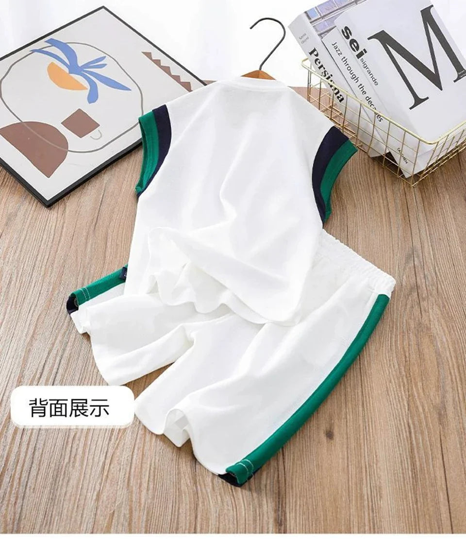 Toddler Kids Sleeveless Vest+Shorts 2PCS/Set Baby Boy Summer Casual Sport Outfit Fashion Children Clothing6-14Y - Boys