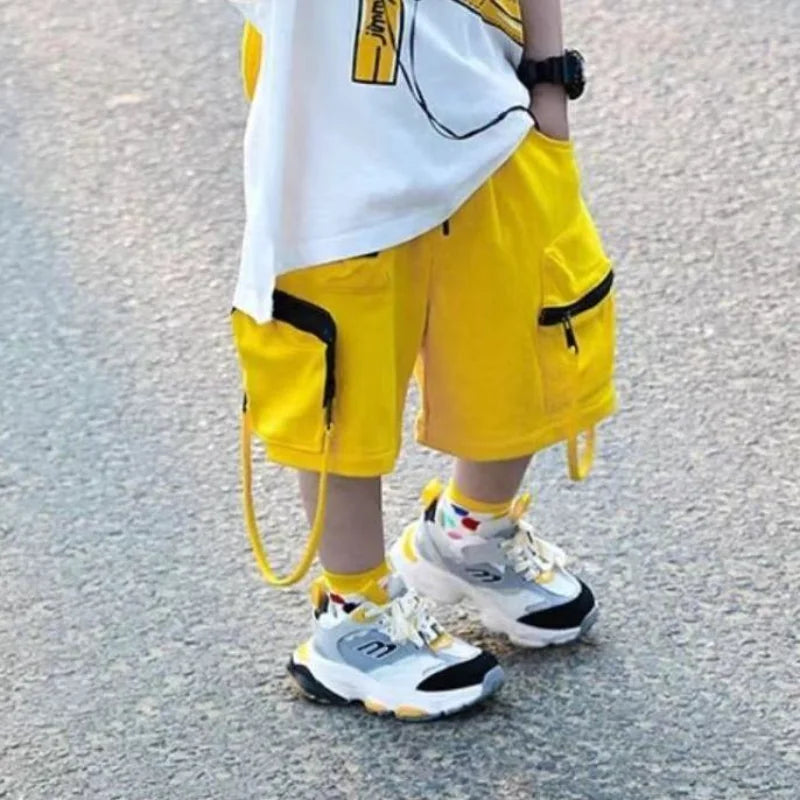 Korean Kids Outfit Boys Summer Sports Set Outdoor Clothes for Children Pure Cotton Sleeveless T-shirt Shorts Two-piece Set