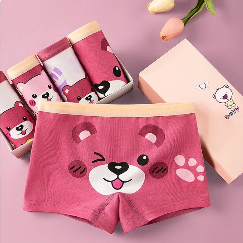 4pcs Cotton Girls Soft Panties Baby Lovely Character Pattern Cartoon Panty Students Boxer Briefs Kids Underwears Children Boxers