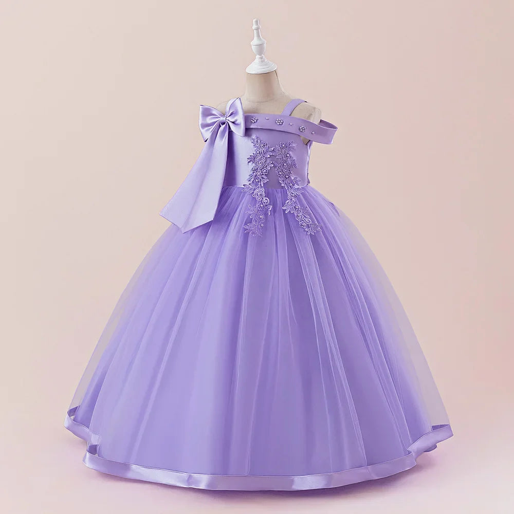 Fashion Bridesmaids Party Girls Dresses Elegant Flower Wedding Princess Dress for Girl Birthday Evening Prom Christmas Costumes