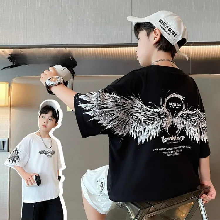 Summer Kids Wing T-Shirt Cotton Loose Stylish Boy's Shirt Big Kids Summerwear - Boys Summer & Party Dresses - Baby's World