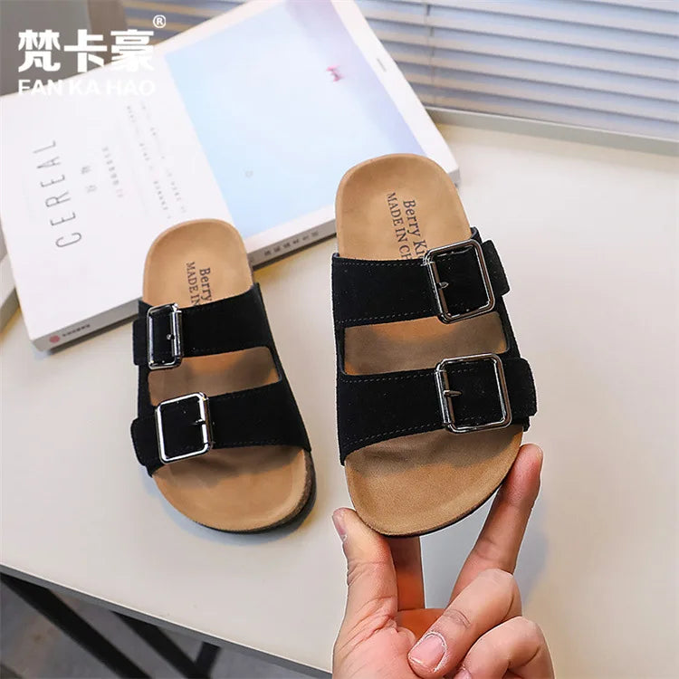 Boken Shoes Boys' Cork Sandals Summer New Style Children's Indoor and Outdoor Sandals Comfortable Shoes