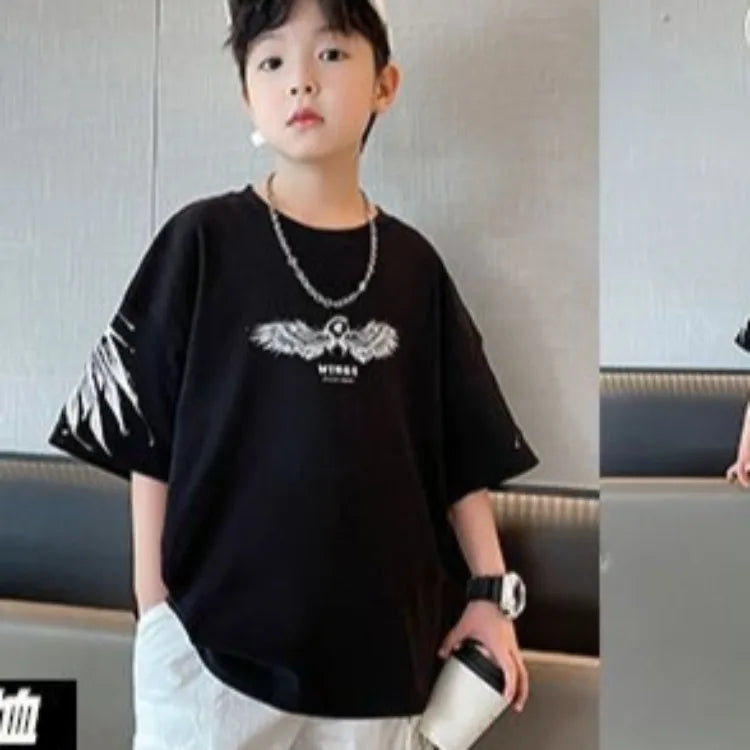 Summer Kids Wing T-Shirt Cotton Loose Stylish Boy's Shirt Big Kids Summerwear - Boys Summer & Party Dresses - Baby's World