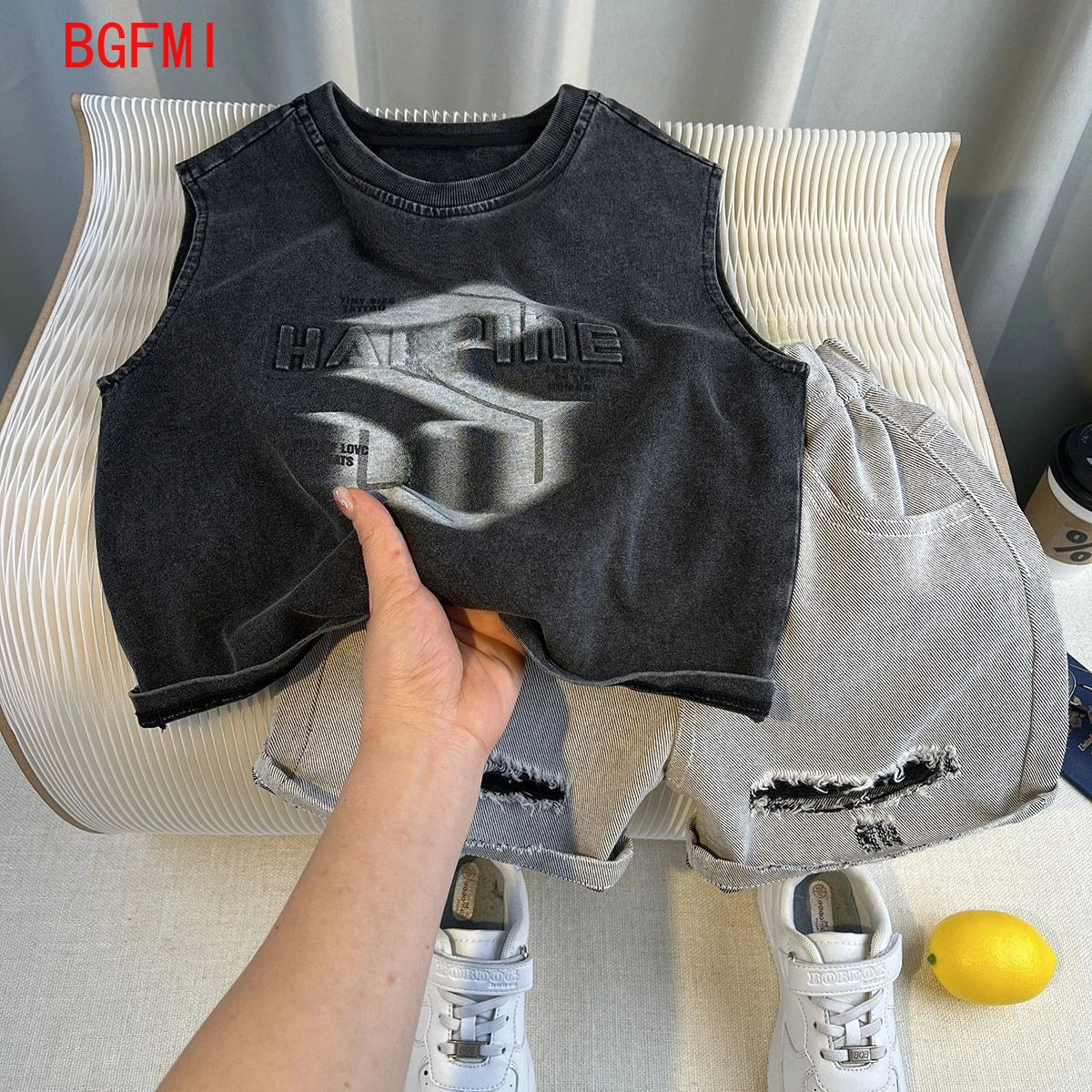 Korean Children Summer - Korean Children's Summer Clothes Kids Set Outfits Boys 2025 Handsome Sleeveless&Short Sleeved