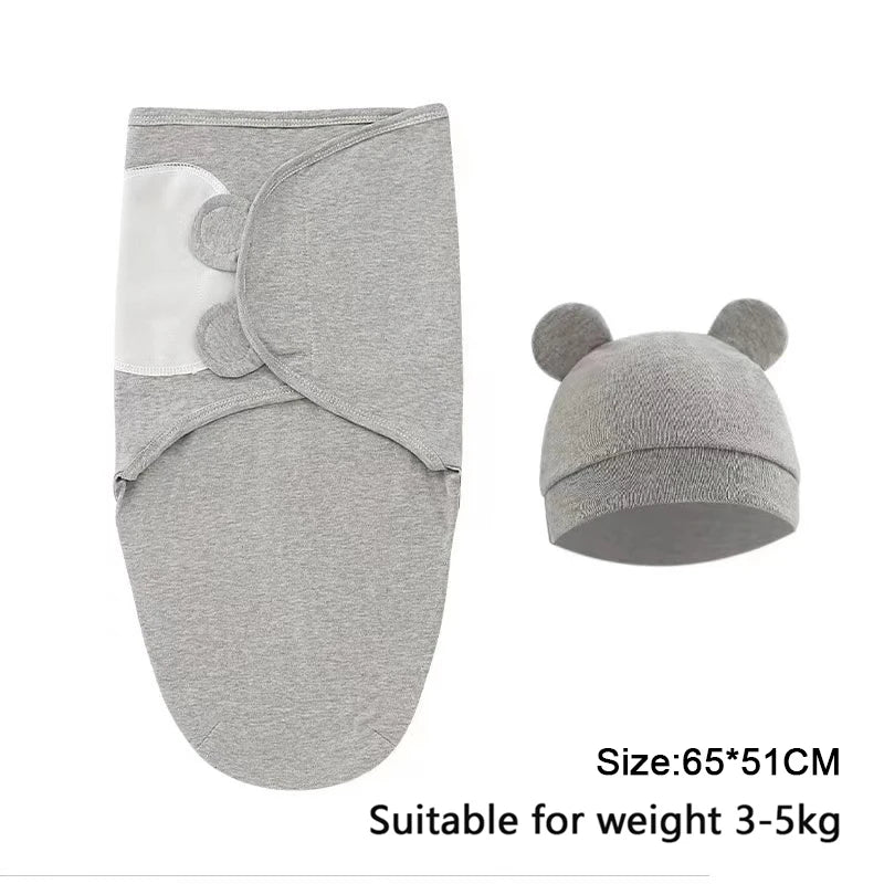 Pure cotton skin-friendly newborn baby wrap, easy to wear with, easy to change diapers, with a cap, give baby more protection