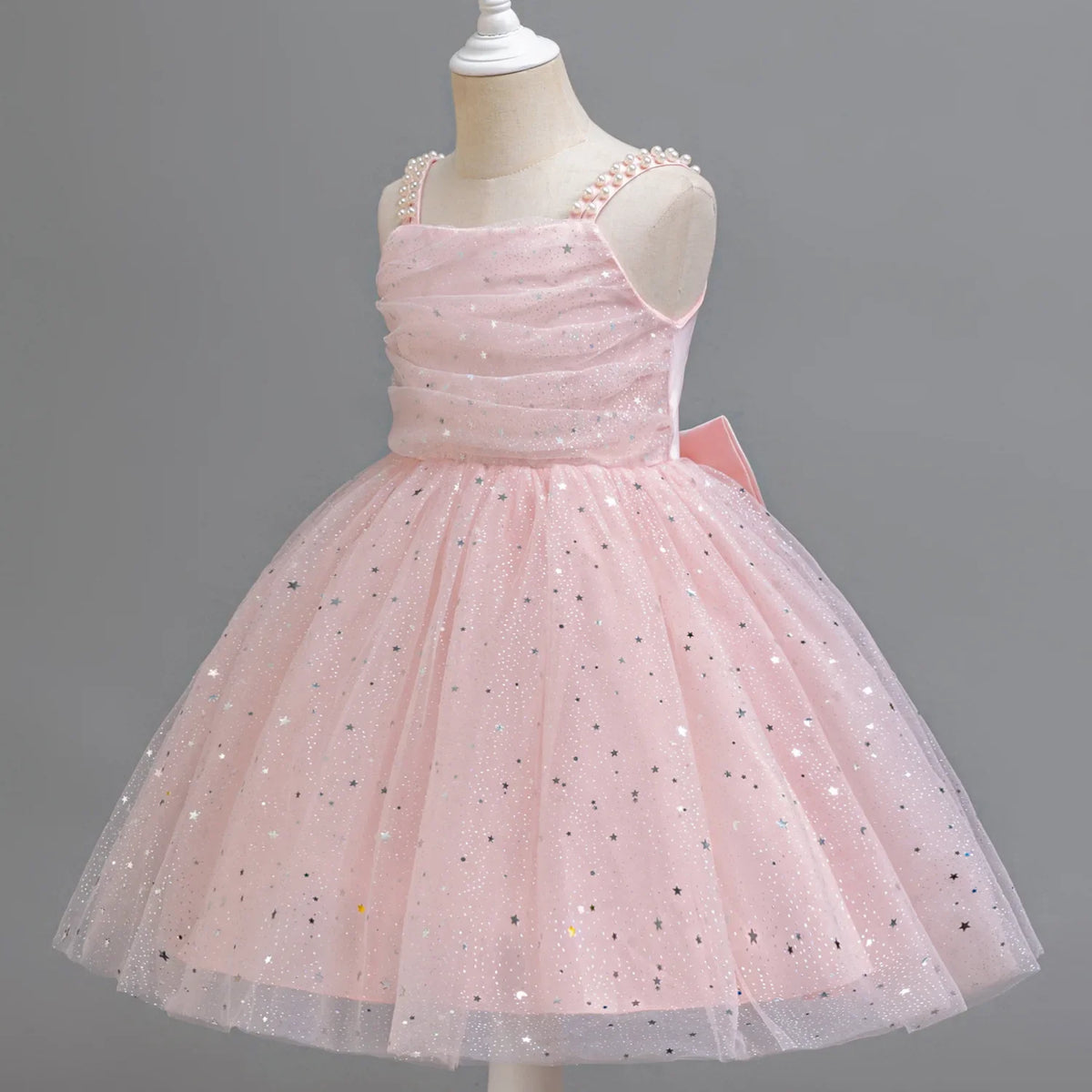 Baby Girl Lace Dresses Sparkling Weddings Pink Dress Elegant Princess Party Tutu Toddler Kids Birthday Baptism Formal Ball Gowns