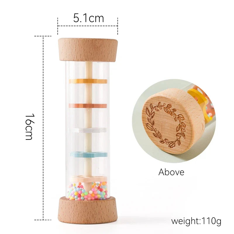 Montessori Rain Stick - Montessori Baby Rain Stick Rainbow Hourglass Rain Music Rattle Baby Educational Toy Colorful