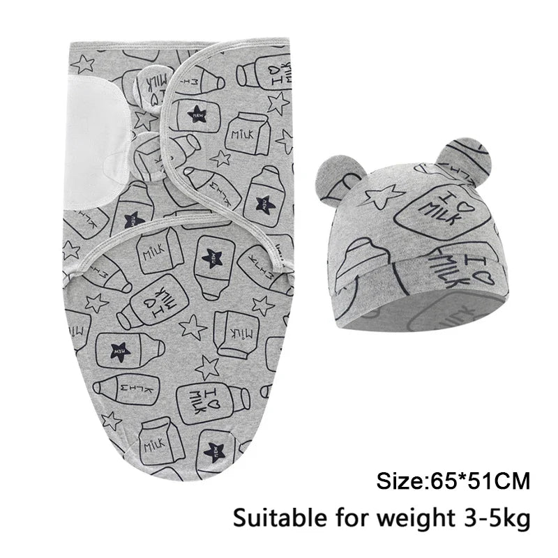Pure cotton skin-friendly newborn baby wrap, easy to wear with, easy to change diapers, with a cap, give baby more protection