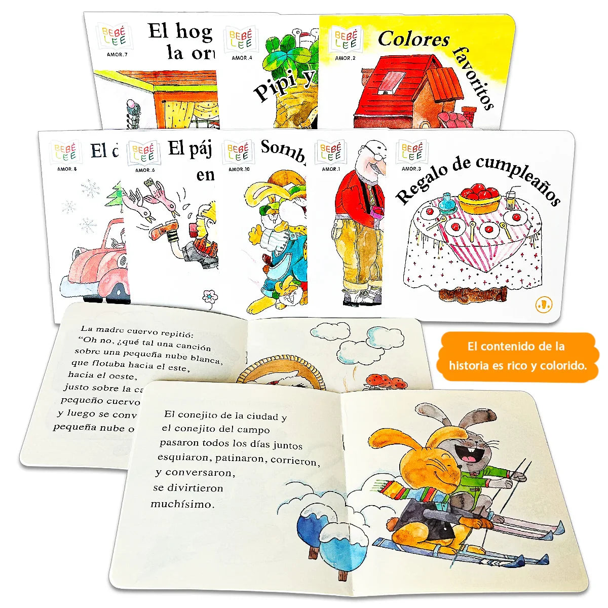 Ten Spanish storybooks: Mini storybooks that expand children's vocabulary and imagination. School supplies. a birthday present.
