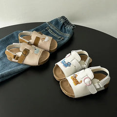 Kids Sandals Girls Beach Shoes Soft Leather Cork Sandals Light Open Toe Outdoor Children's Toddler Sandasl for Baby Shoes Summer