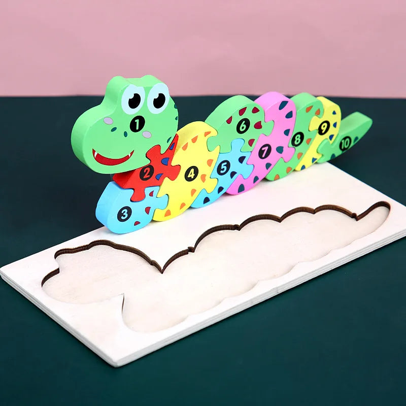 Wooden Baby 3d Puzzles For Kids Child Montessori Toys Dinosaur Animal Wooden Puzzle Game Educational Toys For Children P407
