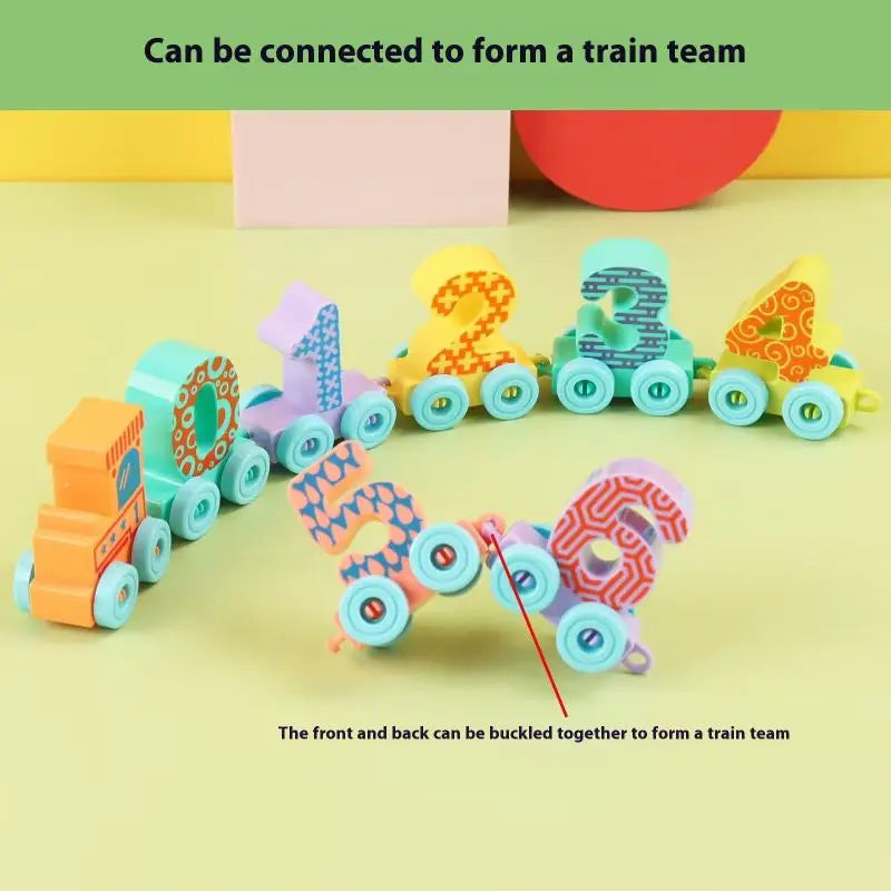 6/12PCS Montessori Children's Assembly Educational Toys Magnetic Digital Train Colorful Cognition Plastic Toy Learning Car