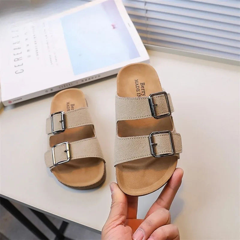 Boken Shoes Boys' Cork Sandals Summer New Style Children's Indoor and Outdoor Sandals Comfortable Shoes