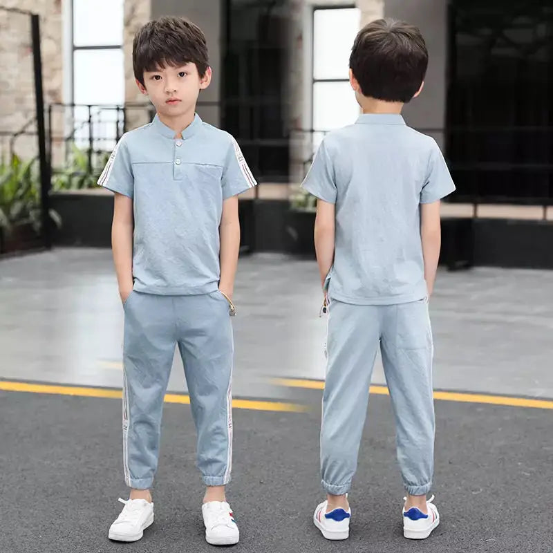 New Summer Boys Clothing Sets Children T-shirt Short Sleeve +Pants Set Two Pieces Set Kids Baby Boys Clothes 6 8 10 Years