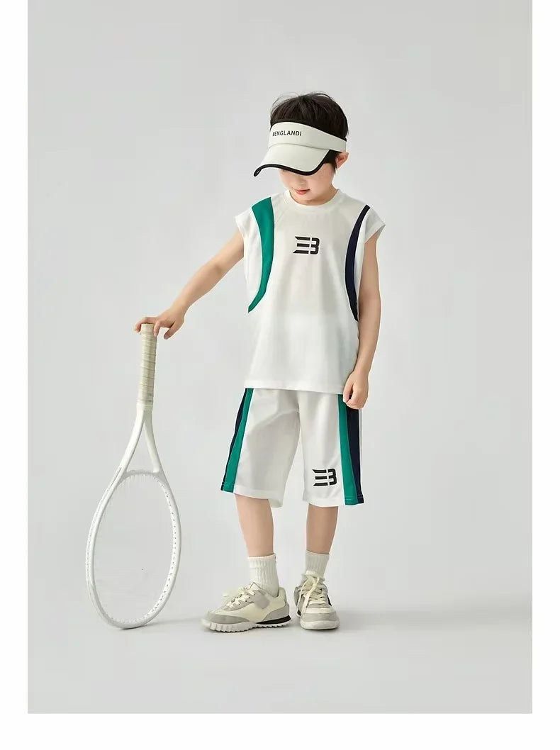 Boys Basketball Suit Summer Sportswear Comfortable Suit Vest Lightweight Shorts Children's Korean Version Handsome Two-piece