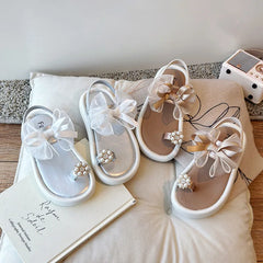 Girls' Elegant Sandals - Versatile & Stylish For Indoor/Outdoor, Beach-Ready Princess Shoes With Beaded Tassels, Breathable & Li