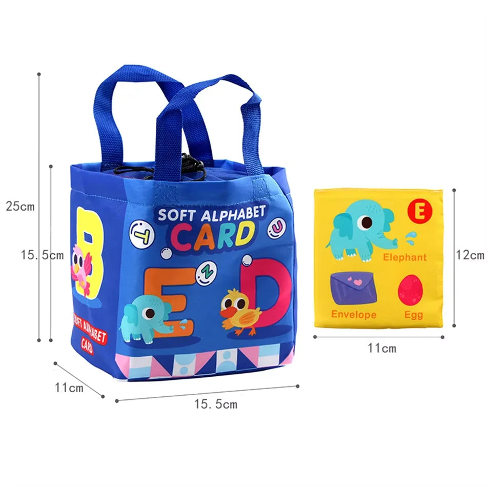 26pcs/set Baby Cloth Book Soft FlashCards with Cloth Storage Bag Baby Educational Cards Alphabet Graphic Digital Cognition Toys