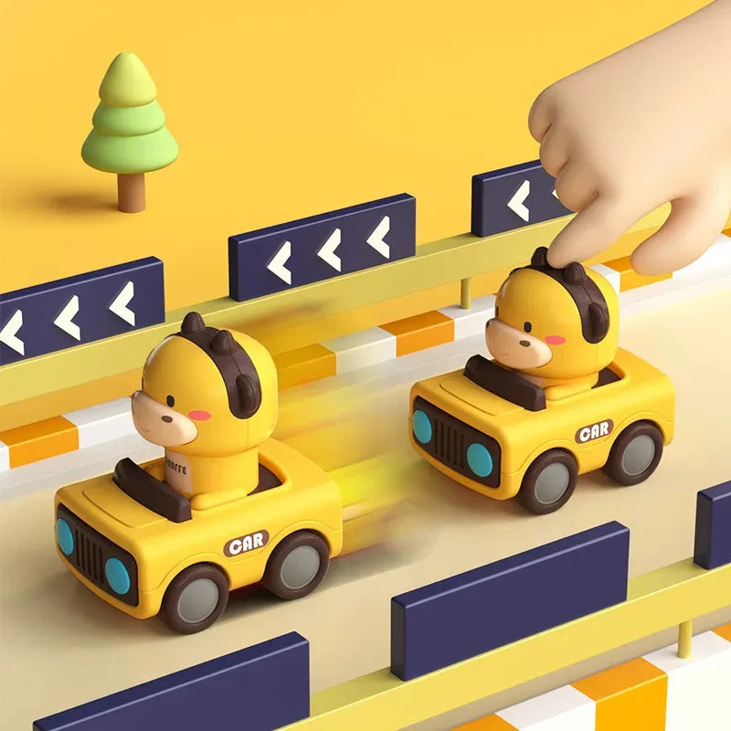 Cartoon Figure Friction Toy Cars, No Battery Push & Go Sliding Vehicles for Kids Age 1-3, Fun Baby Toys for Fine Motor