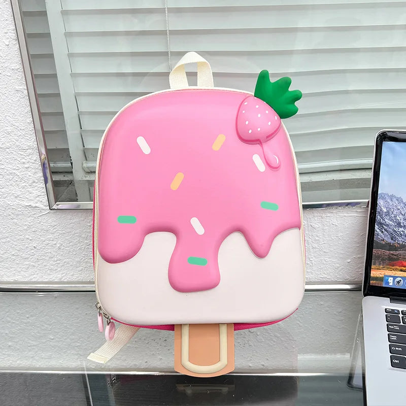 2024 New Korean Version Ice cream Shape Children's Backpack Kindergarten Schoolbag 3-5 Years Old Boys Girls Cute Children Bag