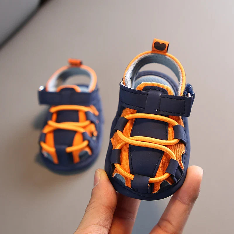 VALEN SINA Summer New Kids Newborn Baby Boys Fashion Summer Soft Crib Shoes First Walker Anti Slip Baotou Sandals Shoe
