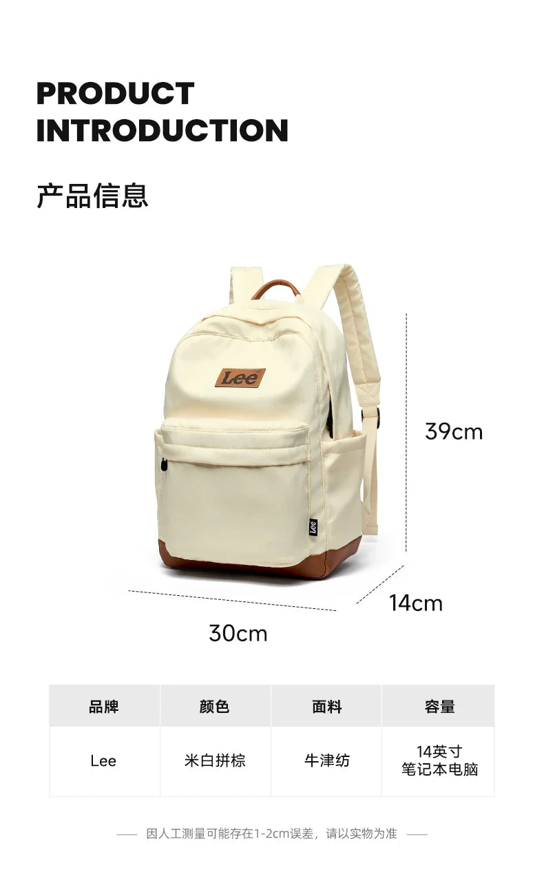 LEE Unisex Large Capacity Laptop School Bag for Women Man Leisure Oxford Waterproof Travel Backpack Candy Color Bookbag Trip