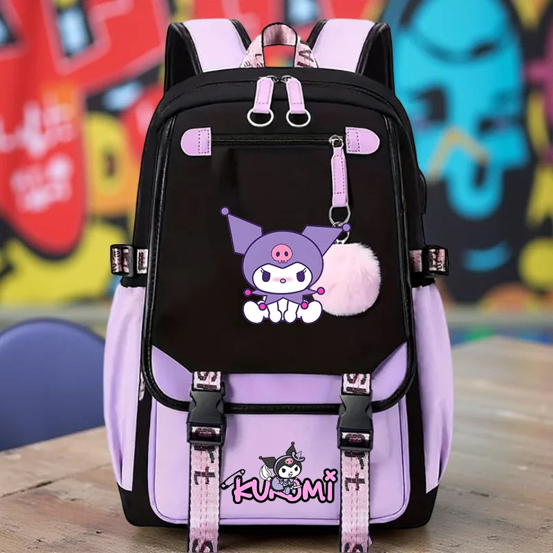 Kuromi Print Backpack, Student Daypack For Girl, Lightweight And Comfortable, Large Capacity Knapsack, Versatile Travel Backpack