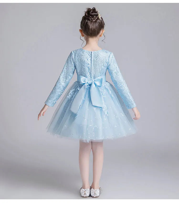 Fashion Flower Girl Dresses for Weddings Lace Long Sleeve Children Bridesmaid Dresses Spring Autumn Girls Party Dress 3-12 Years
