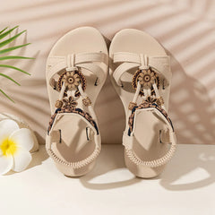 Girls Floral Sandals - Vintage Boho Toddler Summer Shoes Non-Slip Soft Sole Kids Casual Sandals 3-8Y