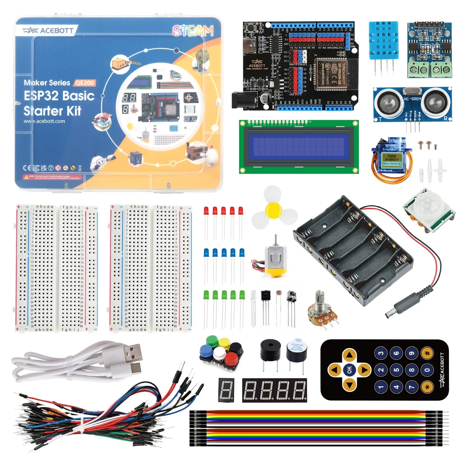 ACEBOTT ESP32 IoT Electronic Engineering Learning Kit with over 20 Sensors Programming Kit for Arduino