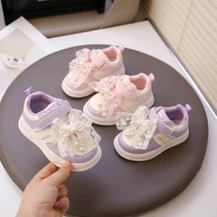 Children Casual Shoes for Girls 2025 Autumn New Fashion Korean Style Soft Breathable Non-slip Beautiful Butterfly Walking Shoes