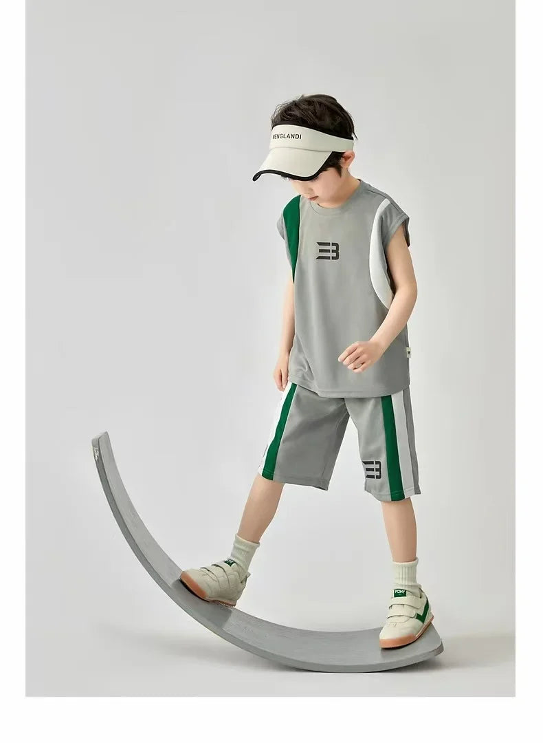 Boys Basketball Suit Summer Sportswear Comfortable Suit Vest Lightweight Shorts Children's Korean Version Handsome Two-piece