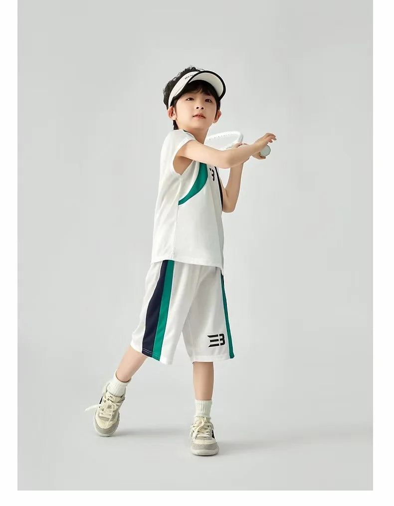 Boys Basketball Suit Summer Sportswear Comfortable Suit Vest Lightweight Shorts Children's Korean Version Handsome Two-piece