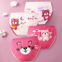 4Pcs Girls Cotton Panties Kid Breathable Soft Pretty Cartoon Briefs Young Children Underwears Toddler Antibacterial Knickers