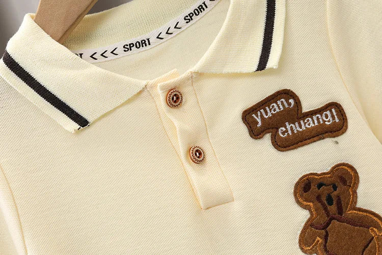 Boys Summer Clothing Children's Short Sleeved Set New Children's And Boys Baby Striped Polo Shirt Two-Piece Set - Boys