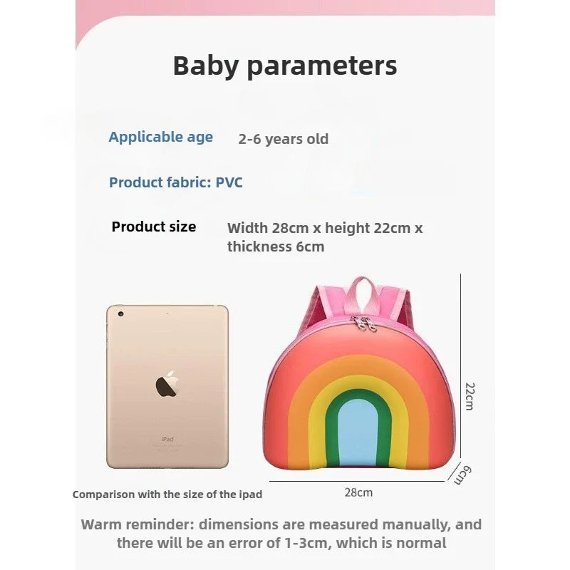 Children's Backpack Kindergarten Small Backpack Children's Rainbow Cake Image Large Opening Waterproof Backpack Kindergarten