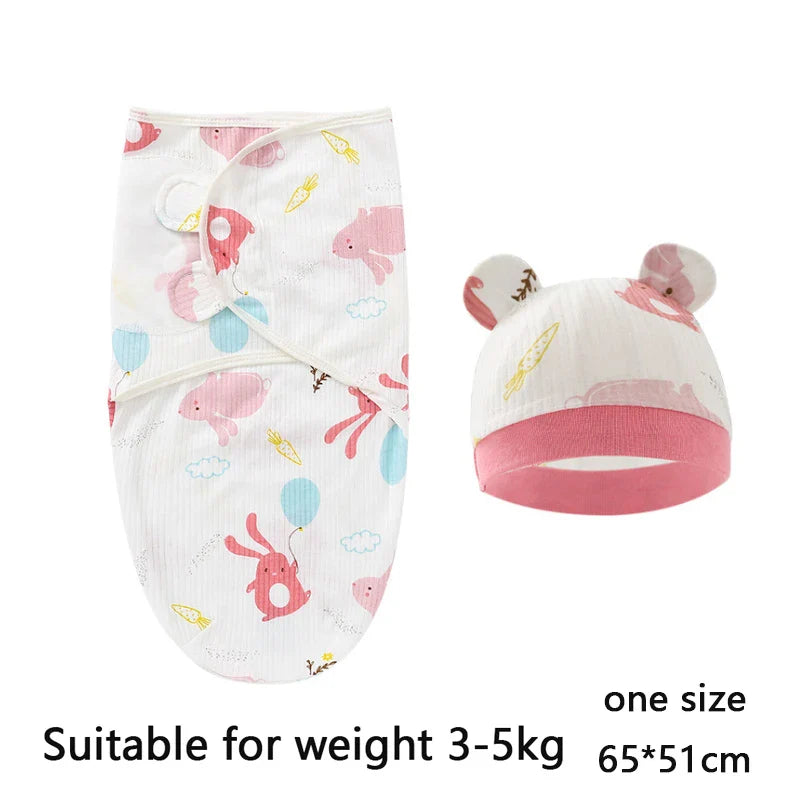 Pure cotton skin-friendly newborn baby wrap, easy to wear with, easy to change diapers, with a cap, give baby more protection
