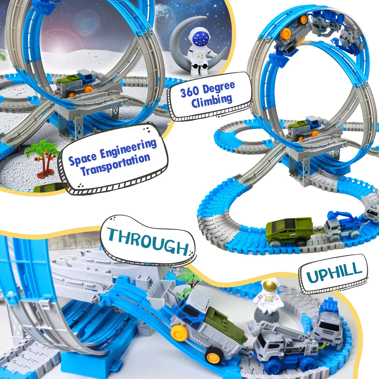 Space Track Toys Magic Climbing electric Engineering Race Car Toy  Bendable Flexible Race track Cars Train Toy For Kid Gift