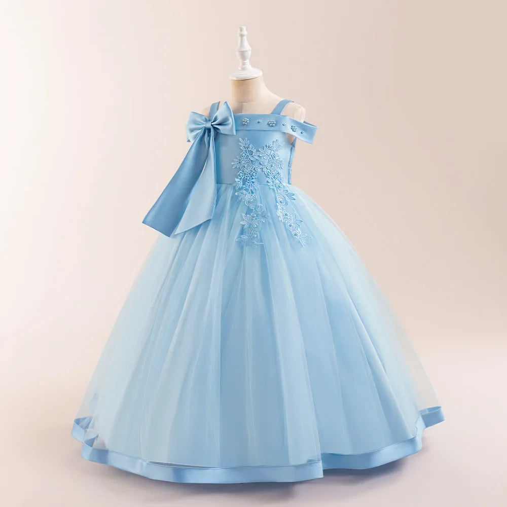 Fashion Bridesmaids Party Girls Dresses Elegant Flower Wedding Princess Dress for Girl Birthday Evening Prom Christmas Costumes