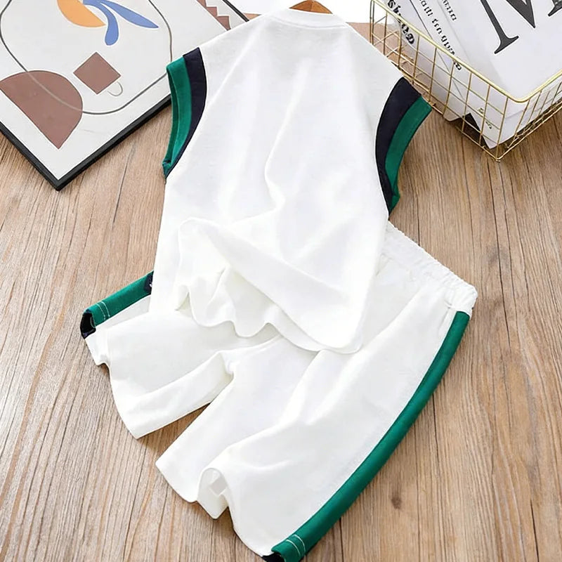 Toddler Kids Sleeveless Vest+Shorts 2PCS/Set Baby Boy Summer Casual Sport Outfit Fashion Children Clothing6-14Y - Boys