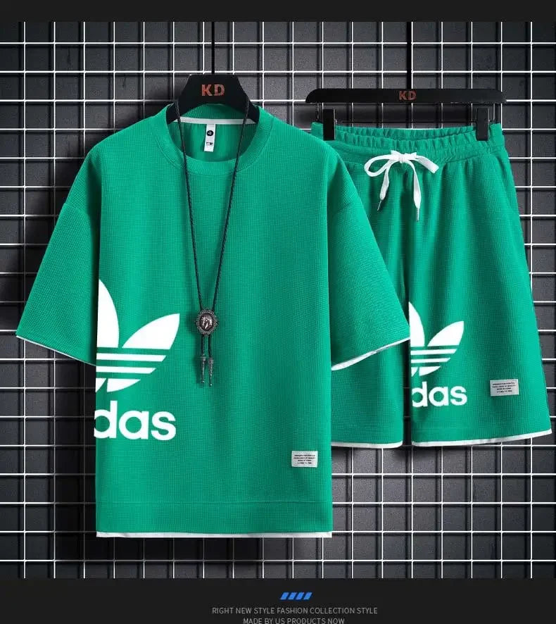 Summer New Men - Summer New Men's pullover sportswear Set, fashionable basketball men's casual short-sleeved T-shirt +