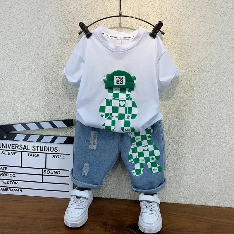 New Selling Summer Baby Boys Clothing Sets Tops bear T-shirt +Short Pants 2 Pieces Set Kids - Boys Summer & Party Dresses